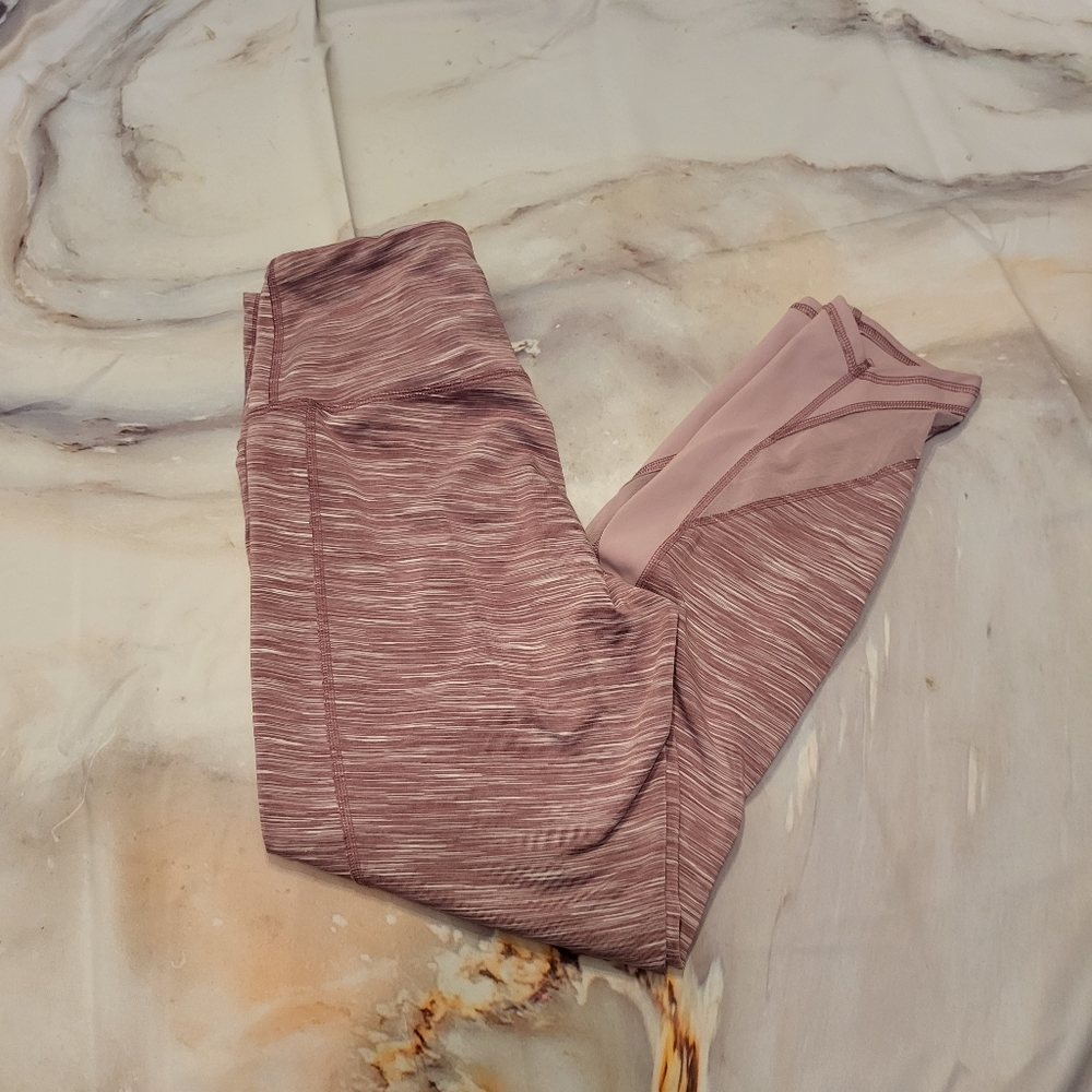 90 Degrees by Reflex Pink 7/8 Leggings, Size Medium